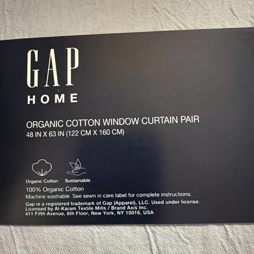 Gap Home Organic Cotton Window Curtain Pair Light  Blue  48 x 63 2 Panels NEW